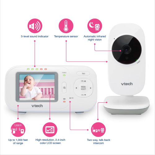 브이텍 VTech VM2251 2.4 Digital Video Baby Monitor with Full-Color and Automatic Night Vision