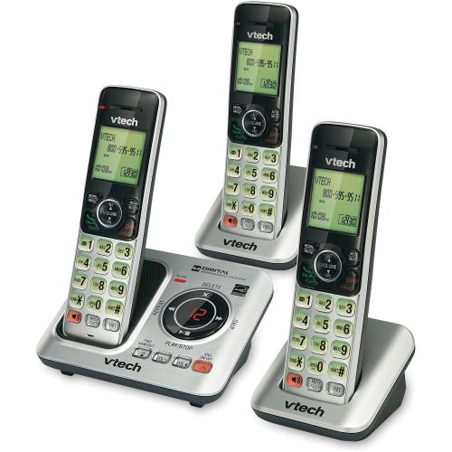 브이텍 VTech CS6629-3 Cordless Phone with Answering Machine & Caller ID/Call Waiting, 3 Handsets