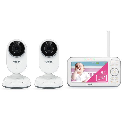 브이텍 VTech VM5271-2 Video Baby Monitor with 5-inch Screen, Motorized Lens with 6X Optical Zoom, Soothing Sounds & Lullabies, Temperature Sensor & 1,000 feet of Range with 2 Cameras