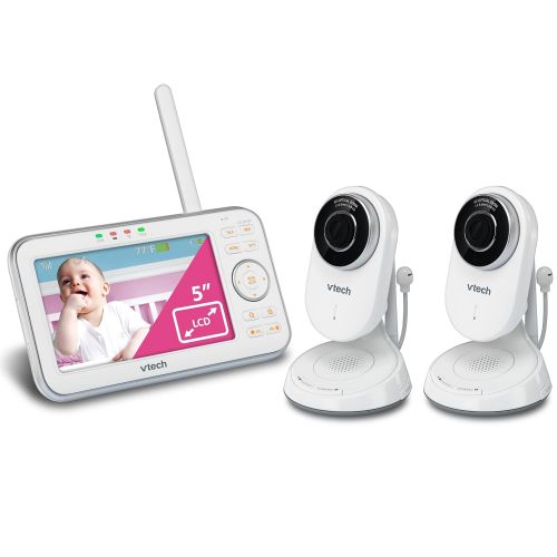 브이텍 VTech VM5271-2 Video Baby Monitor with 5-inch Screen, Motorized Lens with 6X Optical Zoom, Soothing Sounds & Lullabies, Temperature Sensor & 1,000 feet of Range with 2 Cameras