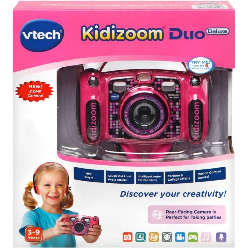 브이텍 [아마존베스트]VTech Kidizoom Duo 5.0 Deluxe Digital Selfie Camera with MP3 Player & Headphones, Pink