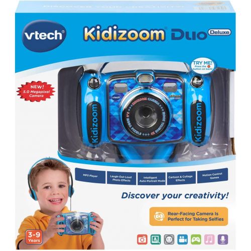 브이텍 [아마존베스트]VTech Kidizoom Duo 5.0 Deluxe Digital Selfie Camera with MP3 Player & Headphones, Blue