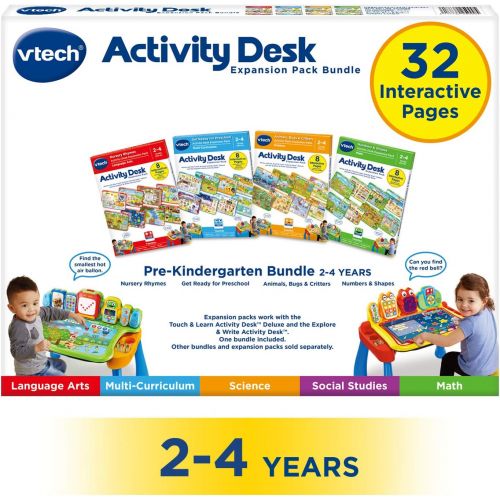 브이텍 VTech Activity Desk 4-in-1 Pre-Kindergarten Expansion Pack Bundle for Age 2-4