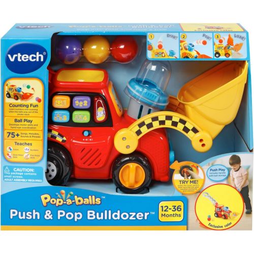 브이텍 VTech Pop-a-Balls Push and Pop Bulldozer Amazon Exclusive,Red
