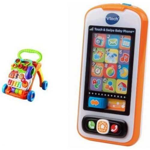브이텍 VTech Sit-to-Stand Learning Walker and Touch and Swipe Baby Phone Frustration-Free Packaging Bundle