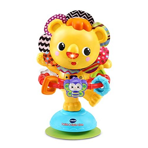 브이텍 VTech Twist and Spin Lion, Baby Music Toy for Sensory Play, Educational Toys for Kids, Baby Interactive Toy with Lights and Songs, Musical Toy with Suction Cup, Suitable for Boys a