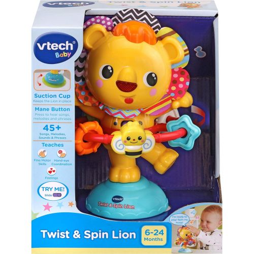 브이텍 VTech Twist and Spin Lion, Baby Music Toy for Sensory Play, Educational Toys for Kids, Baby Interactive Toy with Lights and Songs, Musical Toy with Suction Cup, Suitable for Boys a