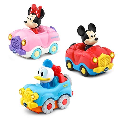 브이텍 VTech Go! Go! Smart Wheels Disney Starter Pack with Mickey Mouse Convertible, Minnie Mouse Convertible and Donald Duck SUV, Multicolor