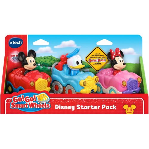 브이텍 VTech Go! Go! Smart Wheels Disney Starter Pack with Mickey Mouse Convertible, Minnie Mouse Convertible and Donald Duck SUV, Multicolor