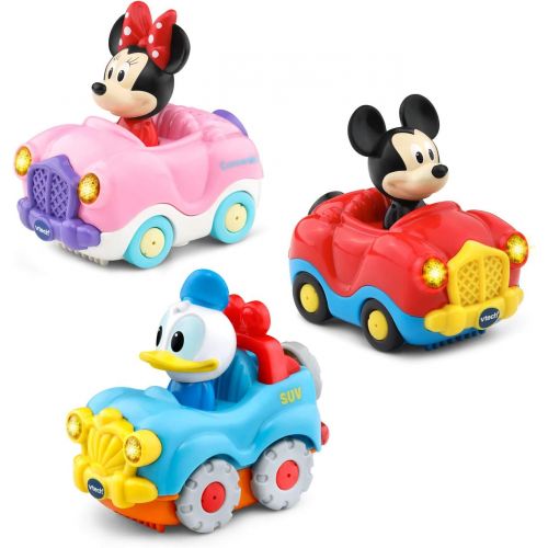 브이텍 VTech Go! Go! Smart Wheels Disney Starter Pack with Mickey Mouse Convertible, Minnie Mouse Convertible and Donald Duck SUV, Multicolor