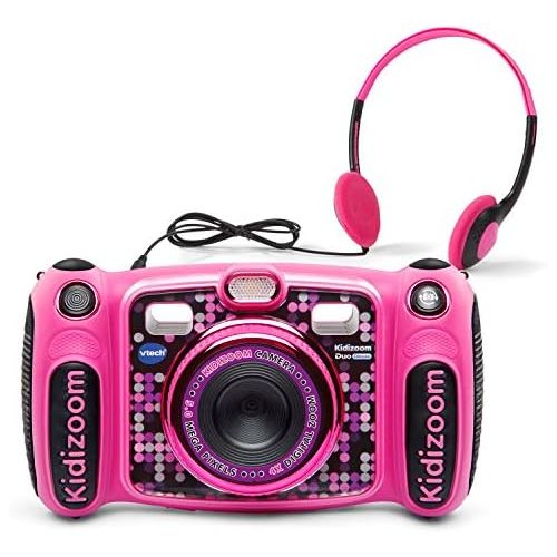 브이텍 VTech Kidizoom Duo 5.0 Deluxe Digital Selfie Camera with MP3 Player and Headphones, Pink