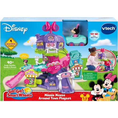 브이텍 VTech Go! Go! Smart Wheels Disney Minnie Mouse Around Town Playset,Pink