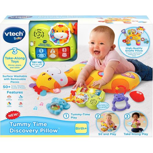 브이텍 VTech Tummy Time Discovery Pillow, Great Gift For Kids, Toddlers, Toy for Boys and Girls, Ages Infant, 1, 2,