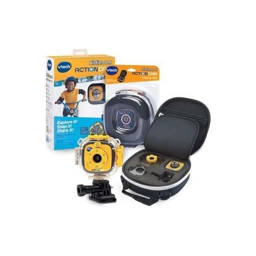 브이텍 VTech Kidizoom Action Cam with Case, Mounts and Accessories, Yellow/Black