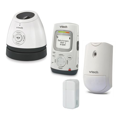 브이텍 VTech DM271-102 Audio Baby Monitor with Glow-on-Ceiling Night Light, OpenClosed Sensor, Motion Sensor, Vibrating Sound-Alert, Talk Back Intercom & Belt Clip