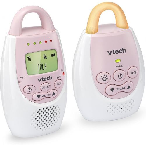 브이텍 VTech BA72212PK Pink Audio Baby Monitor with up to 1,000 ft of Range, Vibrating Sound-Alert, Talk Back Intercom & Night Light Loop with 2 Parent Units