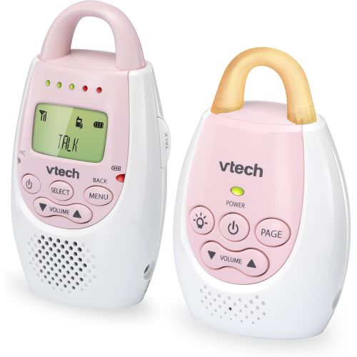 브이텍 VTech BA72212PK Pink Audio Baby Monitor with up to 1,000 ft of Range, Vibrating Sound-Alert, Talk Back Intercom & Night Light Loop with 2 Parent Units