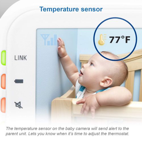 브이텍 VTech VM3252 2.8” Digital Video Baby Monitor with Full-Color and Automatic Night Vision, White