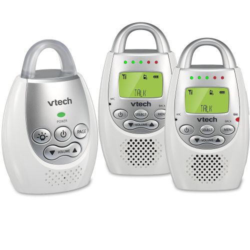 브이텍 VTech DM221-2 Audio Baby Monitor with up to 1,000 ft of Range, Vibrating Sound-Alert, Talk Back Intercom, Night Light Loop & Two Parent Units