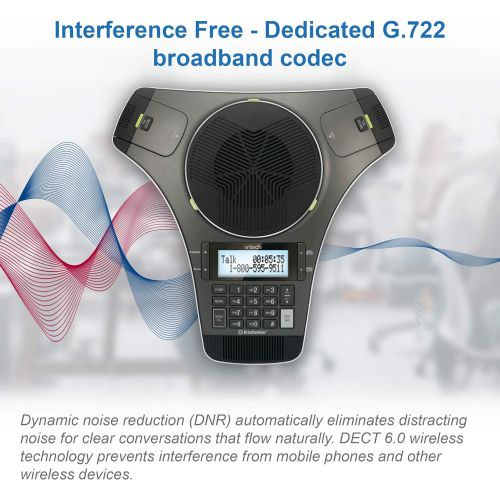 브이텍 VTech VCS702 ErisStation DECT 6.0 Conference Phone with Two Wireless Mics using Orbitlink Wireless Technology