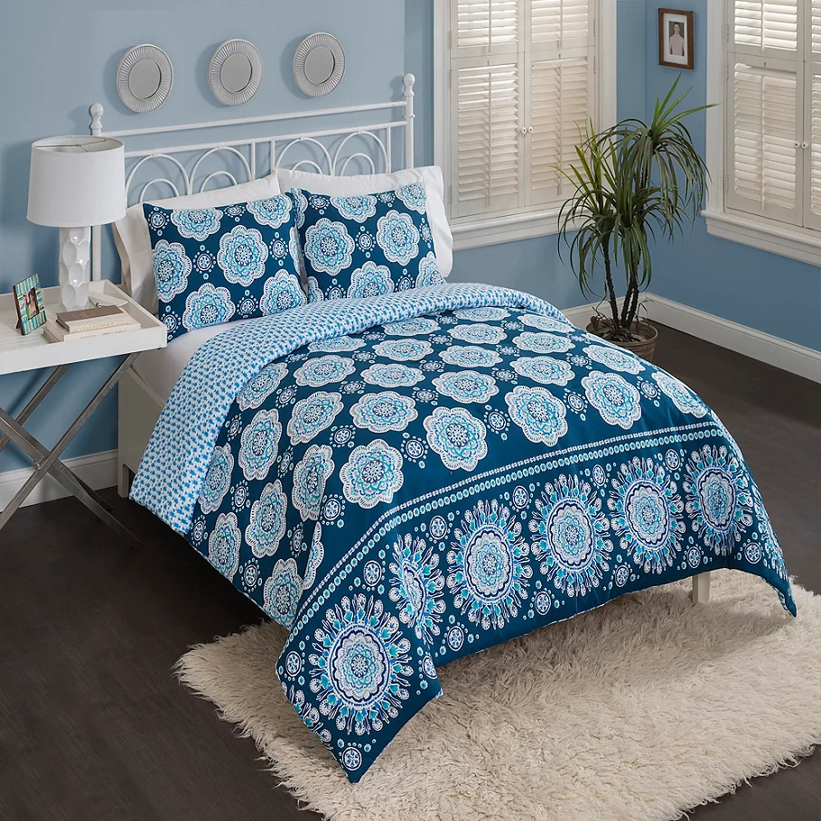 Vue Karma Love Reversible Comforter Set in Blue