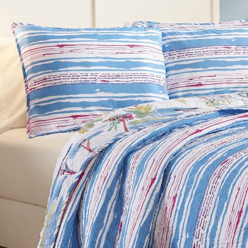  Vue Llama Drama 3-Piece Reversible Quilt Set, King, Coral