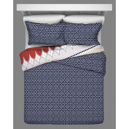  Vue Llama Drama 3-Piece Reversible Quilt Set, King, Coral