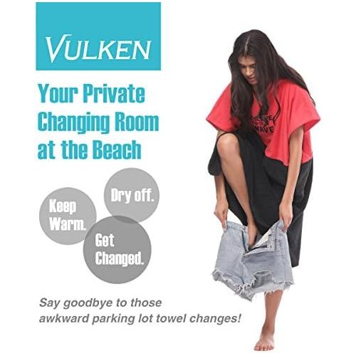  Vulken Extra Large Thick Hooded Beach Towel Changing Robe. Surf Poncho Men for Easy Change in Public. Quick Dry Microfiber Towelling for The Beach, Pool, Lake, Water Park. L/XL