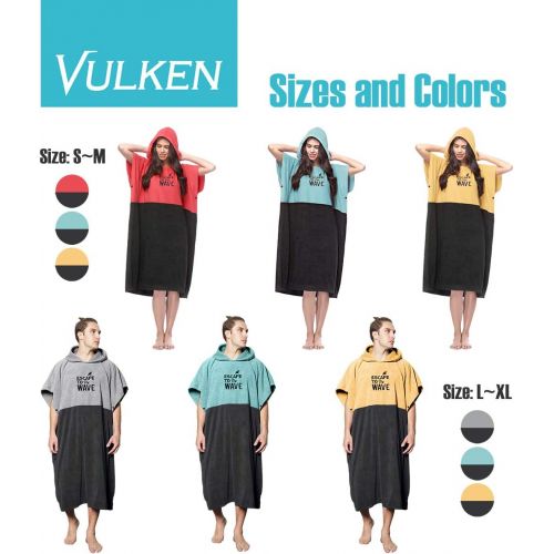  Vulken Extra Large Thick Hooded Beach Towel Changing Robe. Surf Poncho Men for Easy Change in Public. Quick Dry Microfiber Towelling for The Beach, Pool, Lake, Water Park. L/XL