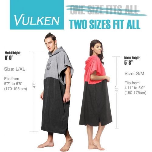  Vulken Extra Large Thick Hooded Beach Towel Changing Robe. Surf Poncho Men for Easy Change in Public. Quick Dry Microfiber Towelling for The Beach, Pool, Lake, Water Park. L/XL