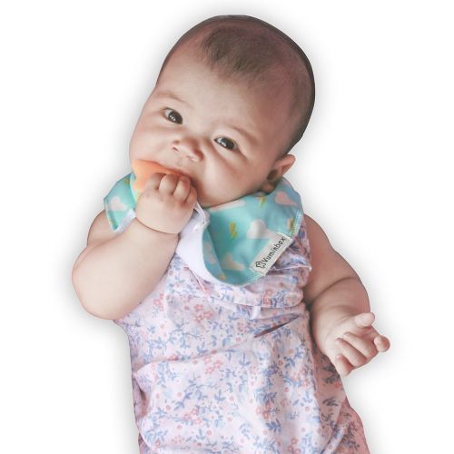  Baby Bandana Drool Bibs 3-Pack and Teething Toys 3-Pack Made with 100% Organic Cotton, Super Absorbent and Soft Unisex (Vuminbox) (White)