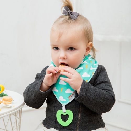  Baby Bandana Drool Bibs 3-Pack and Teething Toys 3-Pack Made with 100% Organic Cotton, Super Absorbent and Soft Unisex (Vuminbox) (White)