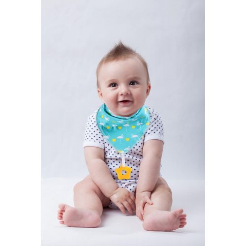  Baby Bandana Drool Bibs 3-Pack and Teething Toys 3-Pack Made with 100% Organic Cotton, Super Absorbent and Soft Unisex (Vuminbox) (White)