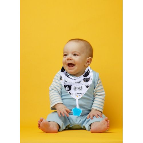  Baby Bandana Drool Bibs 3-Pack and Teething Toys 3-Pack Made with 100% Organic Cotton, Super Absorbent and Soft Unisex (Vuminbox) (White)