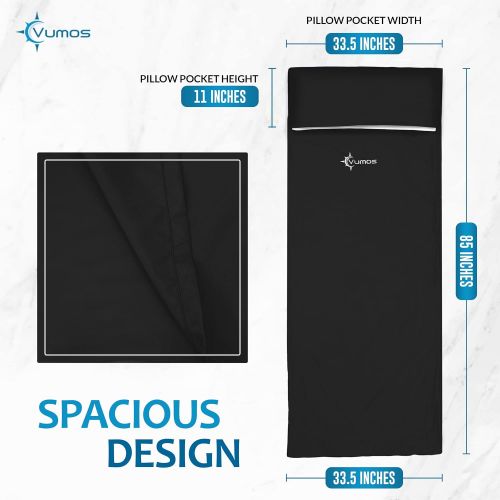  Vumos Sleeping Bag Liner and Camping Sheet ? Silk Like Material for Travel - Has Full Length Zipper