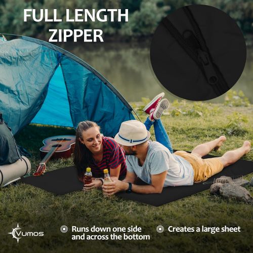  Vumos Sleeping Bag Liner and Camping Sheet ? Silk Like Material for Travel - Has Full Length Zipper