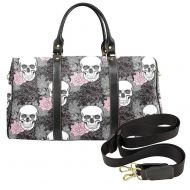 VunKo Floral Sugar Skull Small Travel Duffel Bag Waterproof Weekend Bag Luggage with Strap