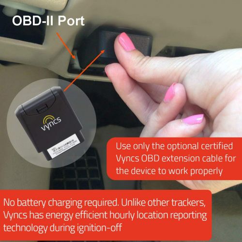  GPS Tracker Vyncs No Monthly Fee OBD, Real Time 3G Car GPS Tracking Trips Free 1 Year Data Plan Teen Unsafe Driving Alert Engine Data Fleet Monitoring Fuel Report Optional Roadside