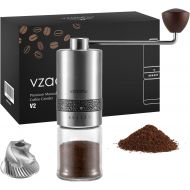 Vzaahu Manual Coffee Grinder with Lid Stainless Steel Fast Grind Conical Burr with Adjustable Setting Coffee Lover Gift - Travel Portable Hand Grinder for Aeropress Espresso French
