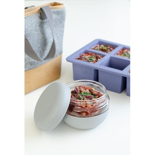  W&P Cup Cubes Silicone Freezer Tray with Lid, Blue, Makes 6 Perfect 1-Cup Portions, Freeze & Store Soup, Broth, Sauce, Leftovers, Dishwasher Safe