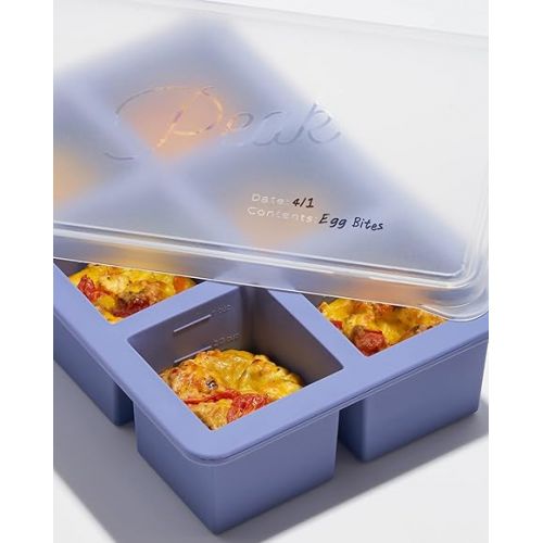  W&P Cup Cubes Silicone Freezer Tray with Lid, Blue, Makes 6 Perfect 1-Cup Portions, Freeze & Store Soup, Broth, Sauce, Leftovers, Dishwasher Safe