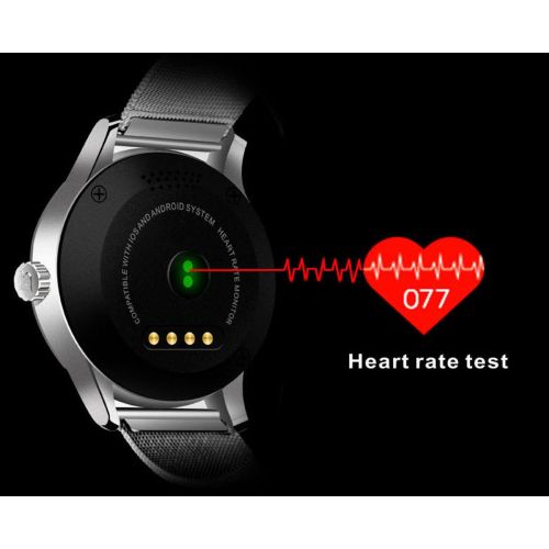  Bluetooth Smart Watch with Heart Rate Monitor Remote Camera K88H Round Smartphone watch for Android and IOS Apple Phone by W&S (BLACK)