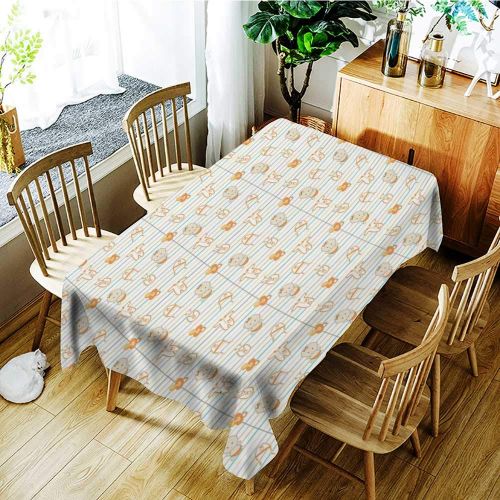  W Machine Sky Wrinkle Resistant Tablecloth Baby Cute Infant Cartoon with Various Clothing Items on Notebook Design Lines Pacifiers W60 xL120 for Family Dinners,Parties,Everyday Use