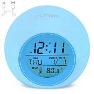 [아마존베스트]W OUTWIT Kids Alarm Clock, The 2020 Newest Clock with Rechargeable Battery, 7 Color Changing Night Light, Snooze Touch Control Temperature for Children’ Bedroom, Digital Clock for Kids Girl