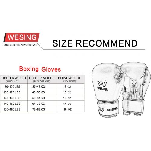  W WESING Wesing Boxing Gloves for Men and Women Muay Thai Gel Kickboxing Sparring Training Gloves