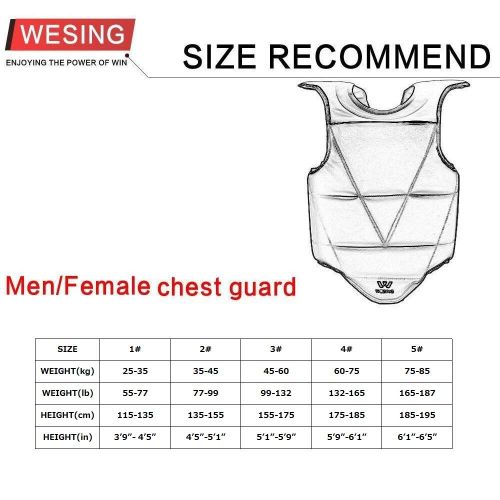  W WESING Wesing WTF Approved Taekwondo Chest Protector Taekwondo Solid Reversible Chest Guard Body Protector