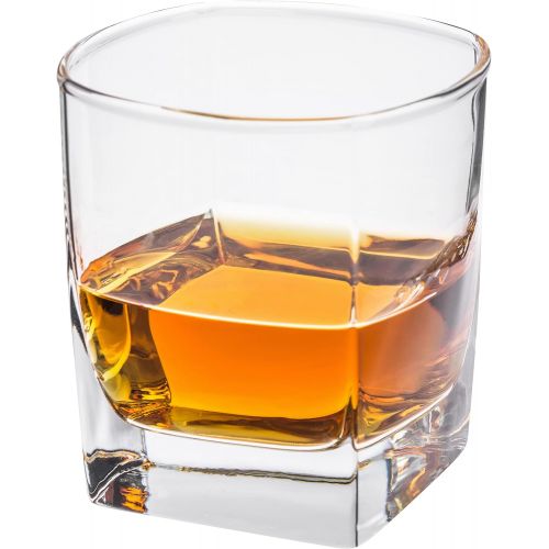  [아마존베스트]W WHISKOFF Square Whiskey Glass Set of 2 - Whiskey Stones Gift Set - Scotch Bourbon Glasses - Whisky Rocks Chilling Stones in Wooden Box - Burbon Gift Set for Dad Husband - Cool Idea for Birt