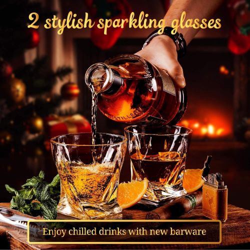  [아마존베스트]W WHISKOFF Whiskey Glass Set - Whisky Chilling Stainless Steel Ice Cubes of 6 - Bourbon Glasses Gift Set - Scotch Metal Ice Cubes - Whiskey Set Gift Box - Whiskey Gifts for Men - Whiskey Ston