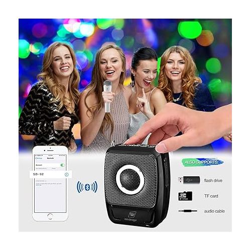  W WINBRIDGE S92 Pro Portable PA System -25W Bluetooth Speaker with Dual Wireless Microphones, Wireless Voice Amplifier with Headset Mic and Handheld Mic for Presentations, Teaching, Karaoke