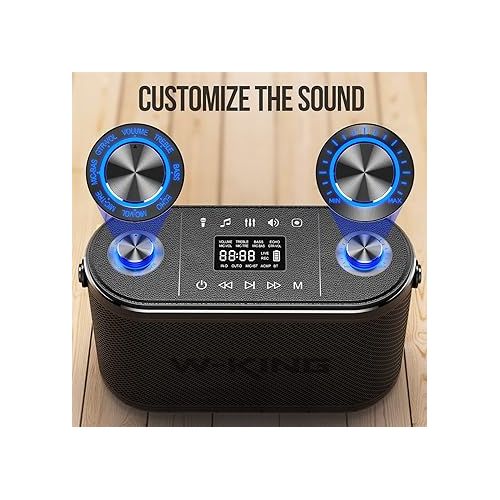  W-KING 240W Peak Portable Bluetooth Speaker Loud, 2.1 Stereo 3-Way Large Party Outdoor Wireless Speaker w/Bass&Treble Adjust/Guitar&MIC Port/UHF Microphone/Accompaniment/REC/Live/HP Monitor